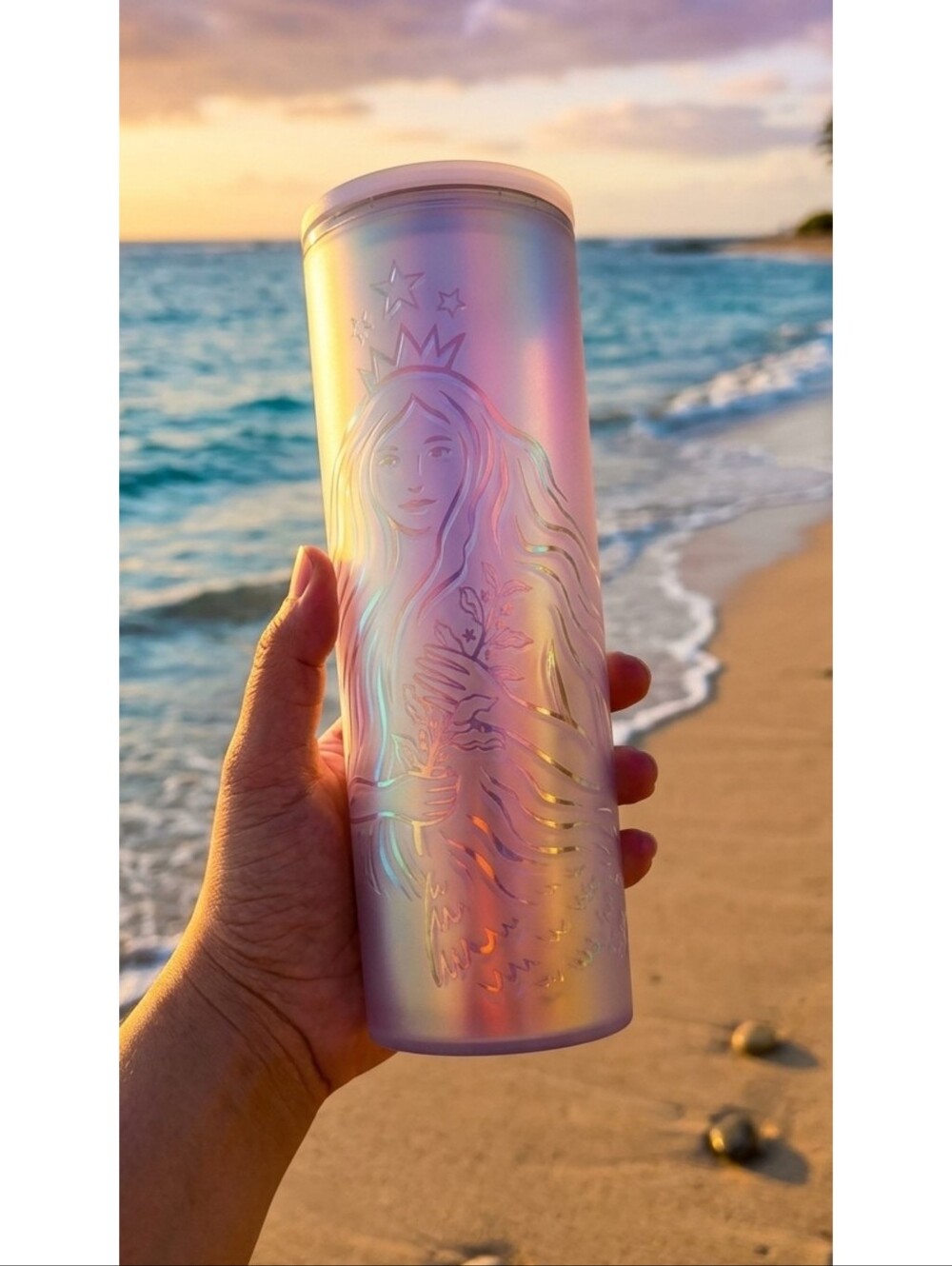 Starbucks 50th Anniversary Siren Mermaid Tumbler 16 Oz Frosted Irridescent